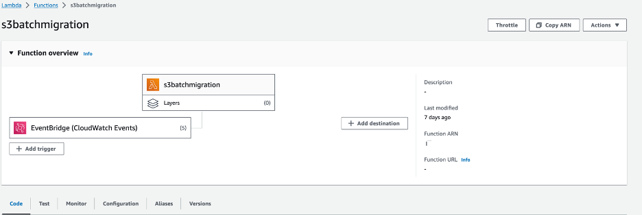 Example: Amazon EventBridge rule configured to trigger AWS Lambda function