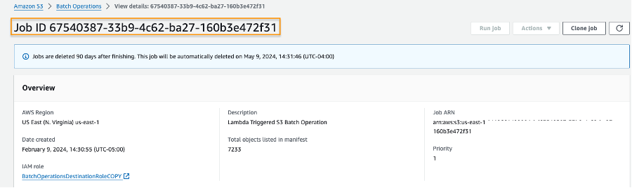 Example: Amazon S3 Batch Operations job