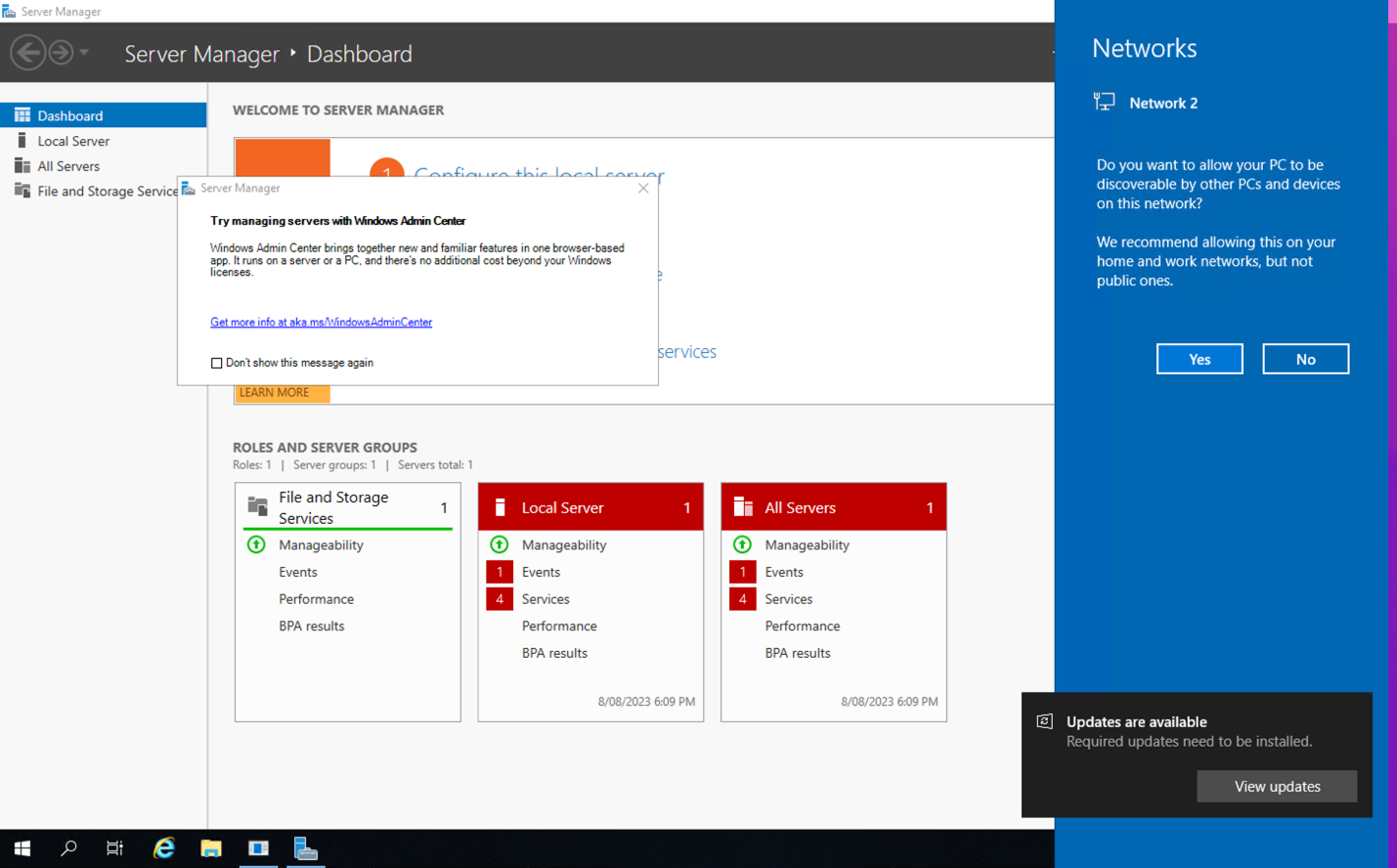 Figure 12 Server Manager after successful login