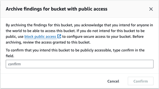 Figure 8- Archiving your findings on the IAM Access Analyzer for S3 page