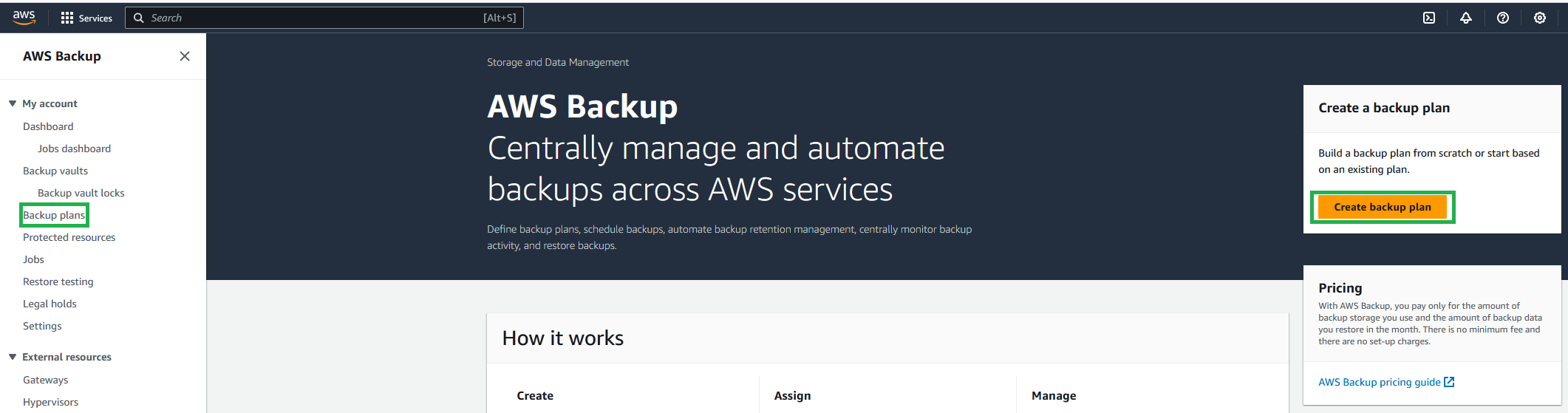 AWS Backup - Create backup plan