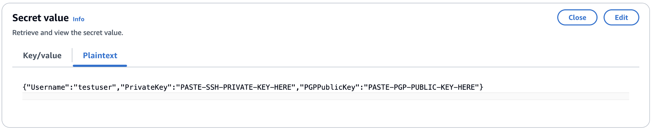 Figure 13: The following screenshot shows how the example secret looks