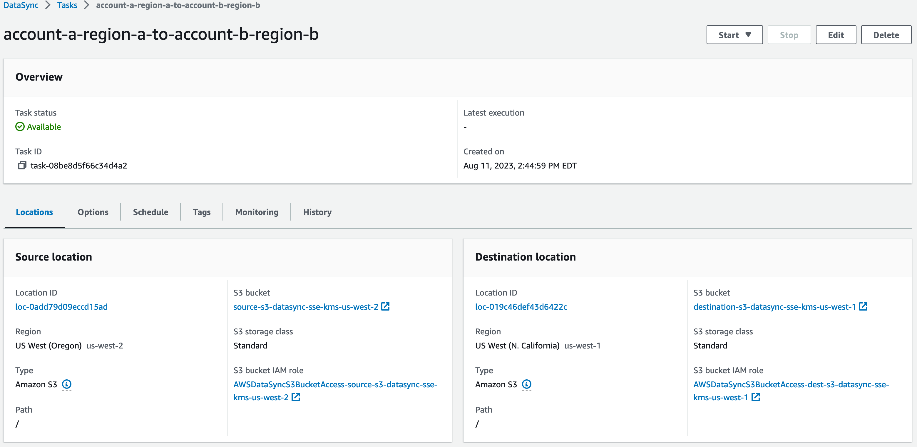 DataSync transfer task