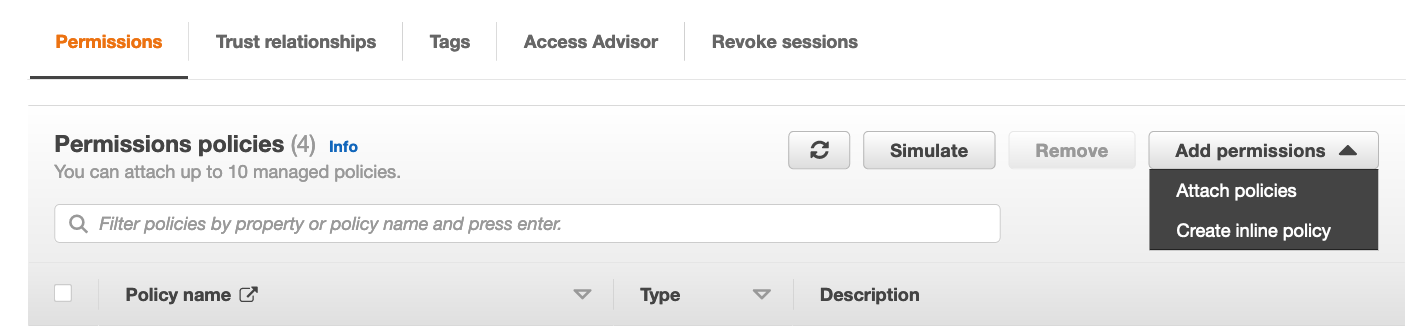 IAM Create inline policy