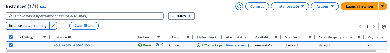 Figure 2.11: Showing how to attach new key pair to newly created instance