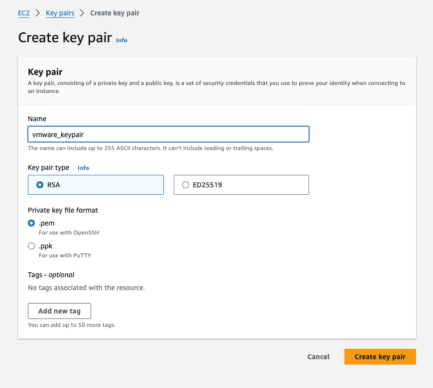 Figure 2.2 Create key pair wizard