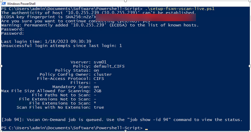 2.	Retrieve your “fsxadmin” password