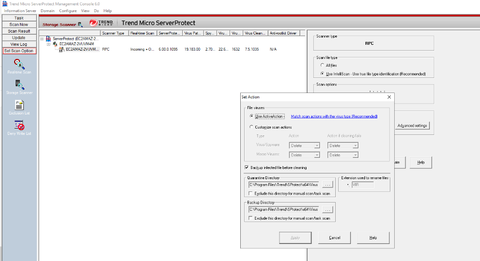 Virus detection action config 1