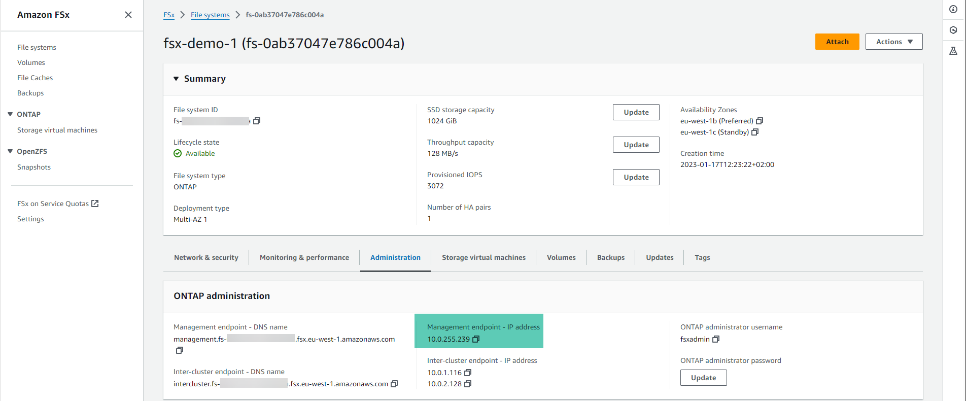 Locate management endpoint