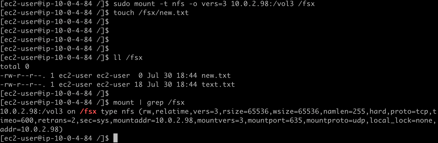 Figure 14: Screenshot showing team three has NFSv3 read/write access to their shared volume