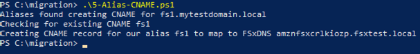 Figure 13: 5-Alias-CNAME.ps1 Output Showing Successful CNAME Record Creation