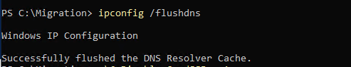 Figure 14: Output Showing Successful ipconfig /flushdns Command