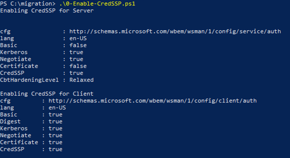 Figure 5: Enable CredSSP Authentication Output