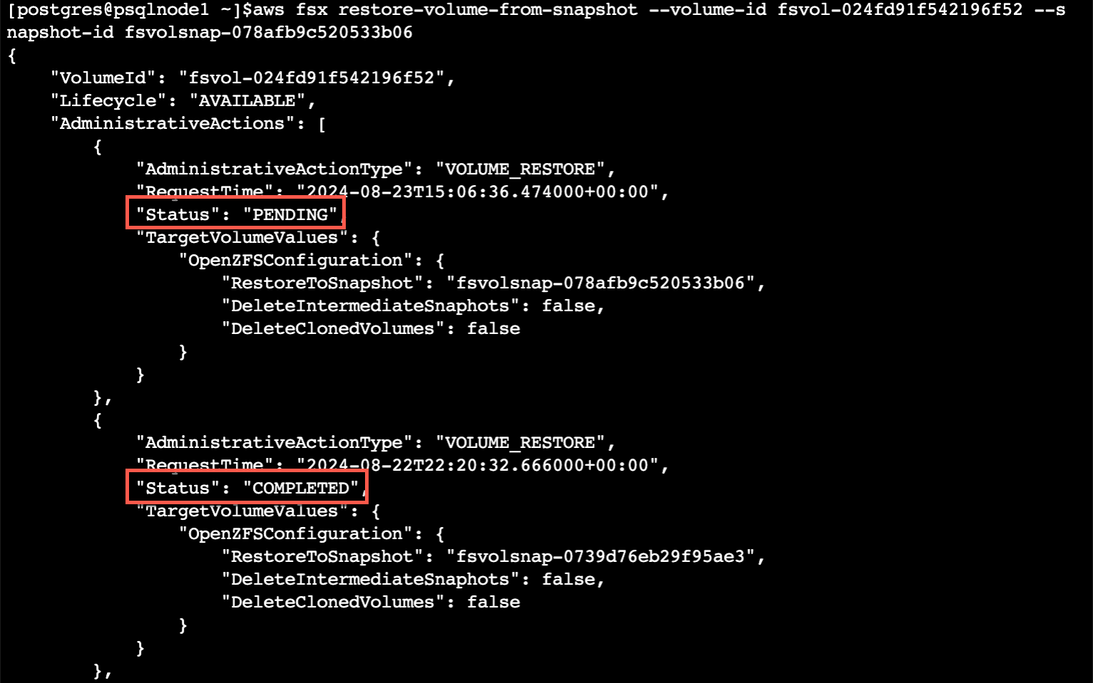Figure 14: Snapshot restore