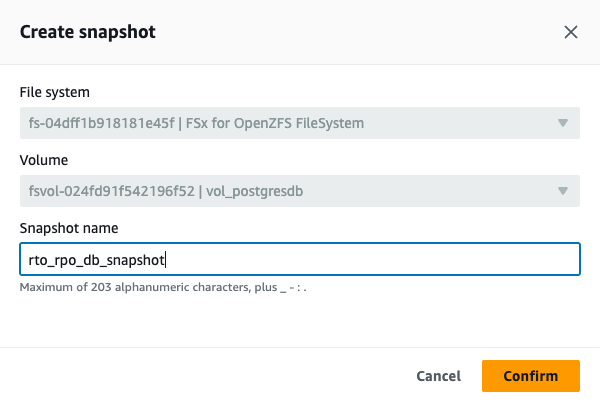 Figure 19: Create snapshot dialog