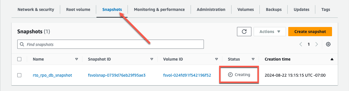 Figure 20: Volume Snapshots tab