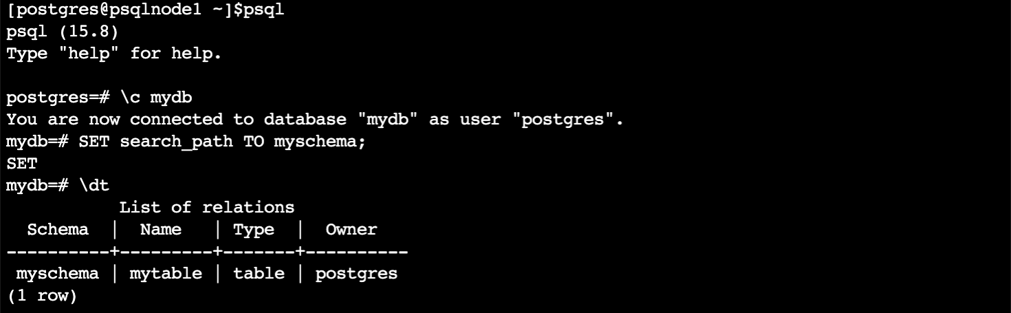 Figure 4: PostgreSQL listing of tables