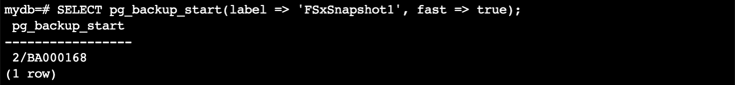 Figure 9: PostgreSQL entering backup mode