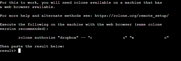 Figure 4: Accessing the link given by rclone to authenticate with Dropbox