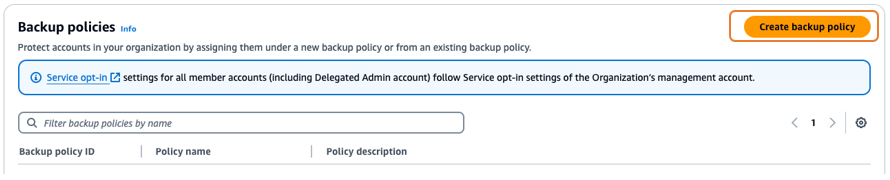Figure 1.2 Create the backup Policy
