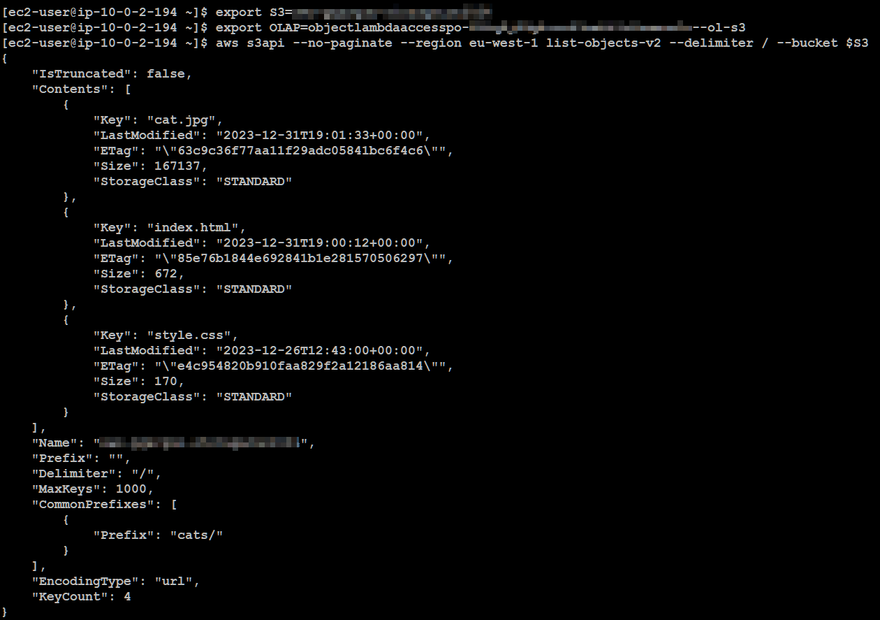 Listing the original S3 bucket using the AWS CLI