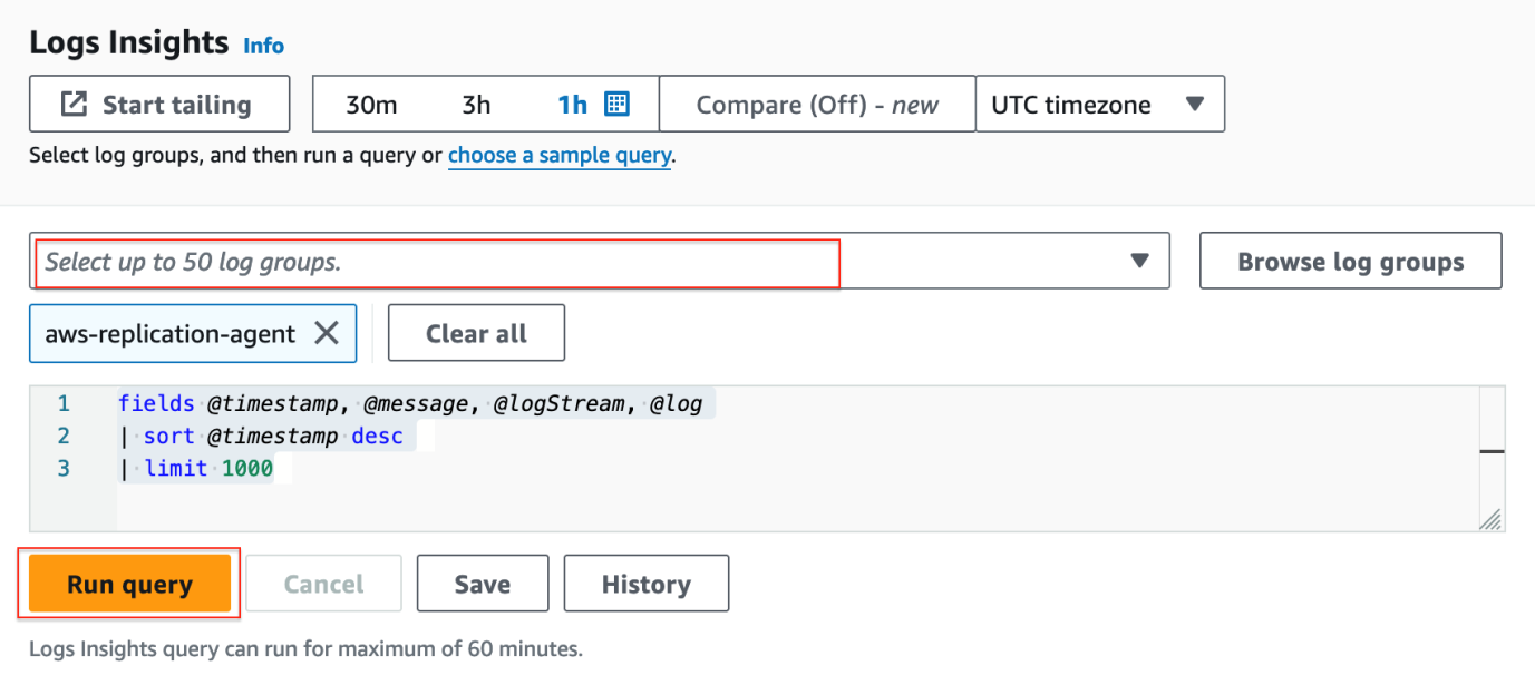 Figure 5 CloudWatch Logs Insights example query