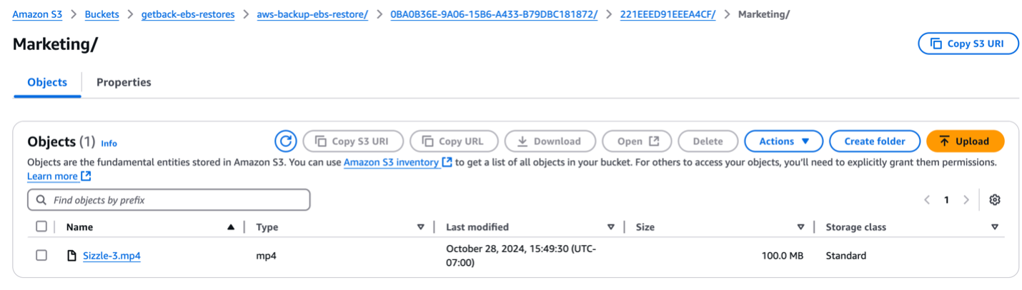 Figure 8. Locate restored file