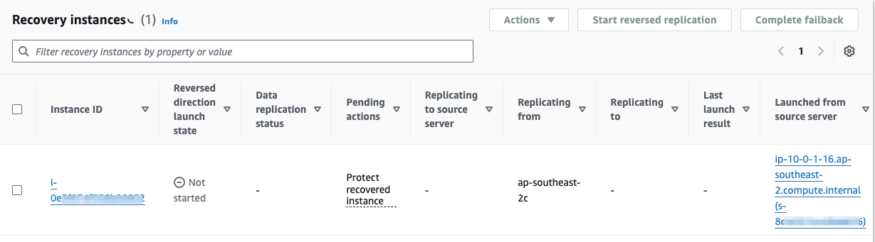 Figure 11: Web server recovered instance in the Elastic Disaster Recovery console