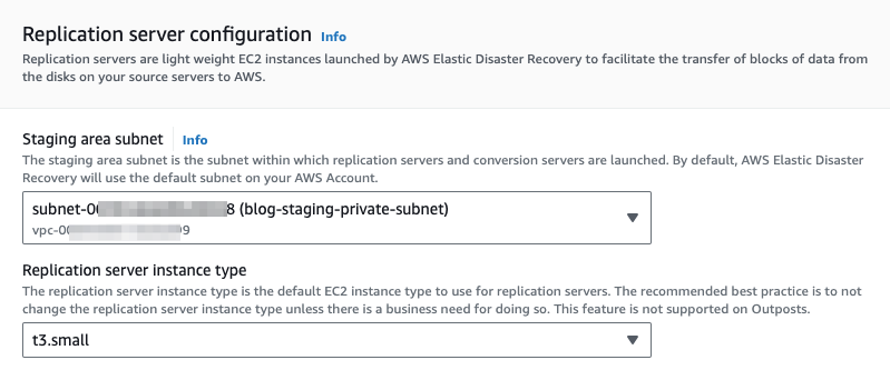 Figure 2: Replication server configuration for Elastic Disaster Recovery