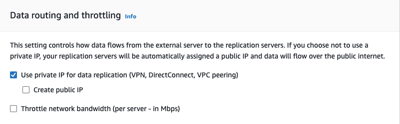 Figure 4: Data routing and throttling configuration for Elastic Disaster Recovery