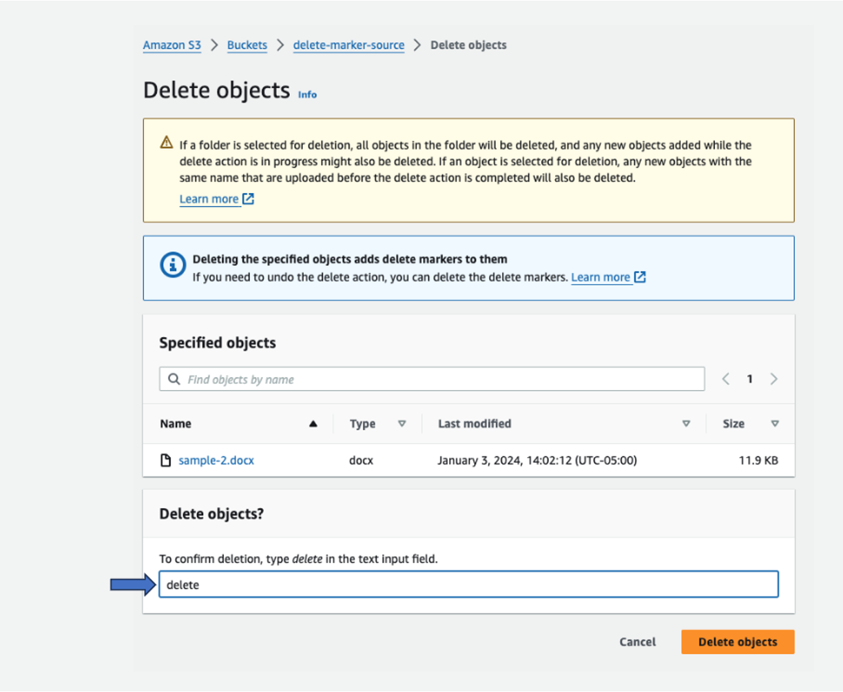 Figure 5.3- Confirmation for deleting one of the objectΓÇÖs current version