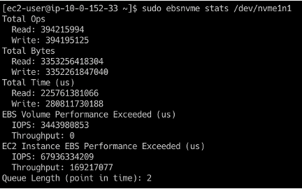 example NVMe log output