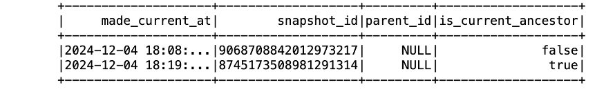 history snapshots table