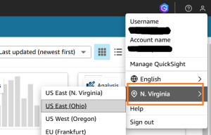 Selecting the Region in Amazon QuickSight
