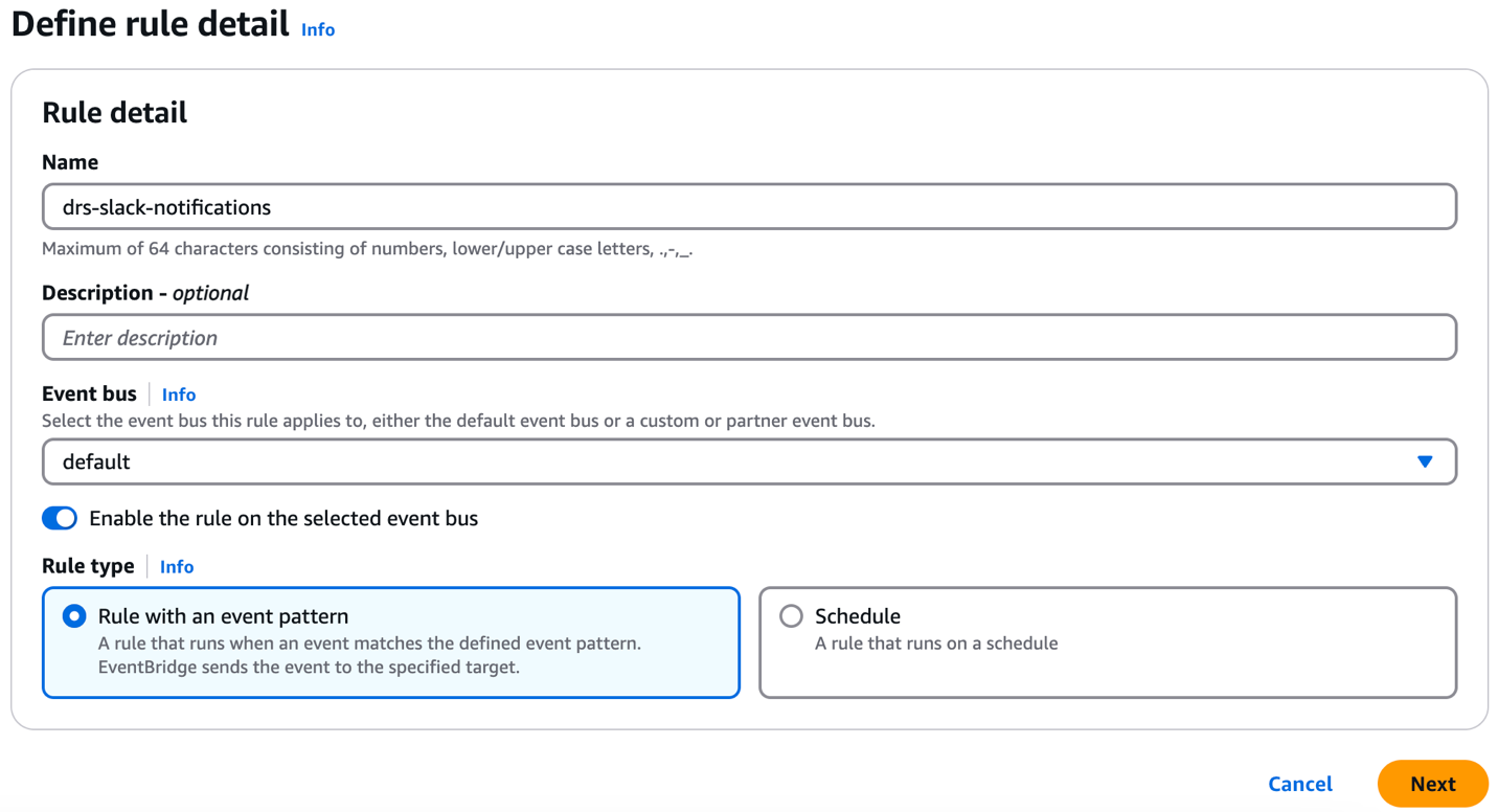 Figure 17: Defining CloudWatch rule details