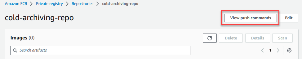 Figure 3 - Location of the View push command button in the console