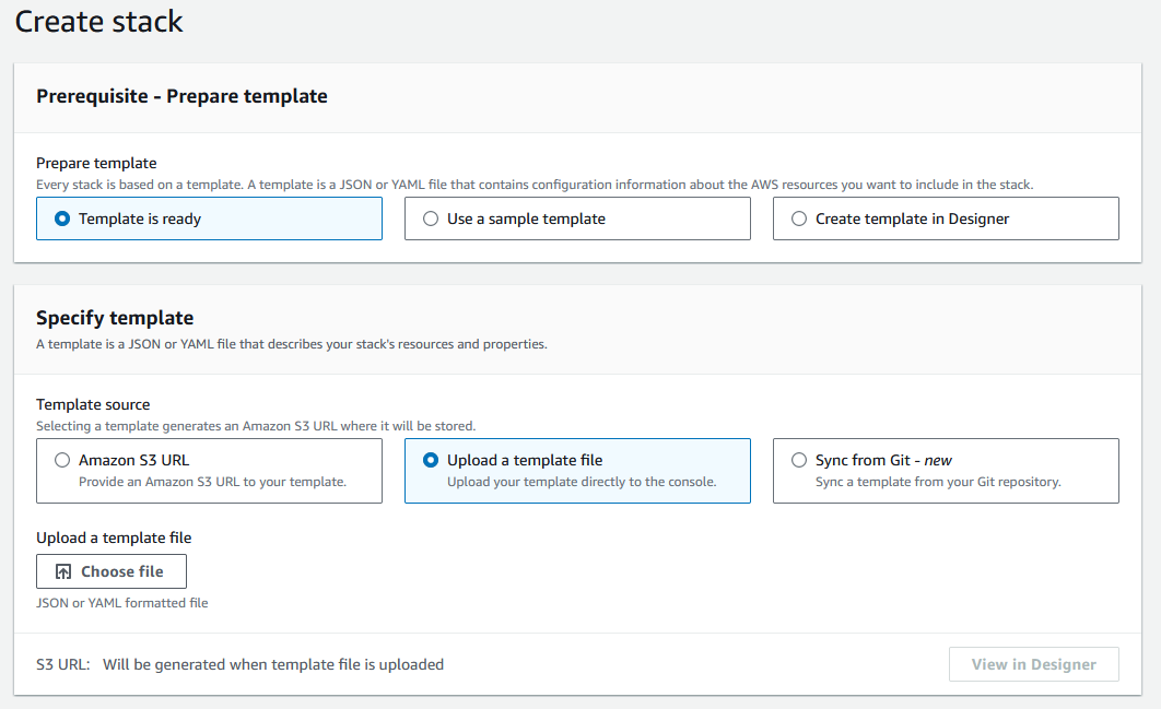 Figure 5 - View of the CloudFormation deployment section