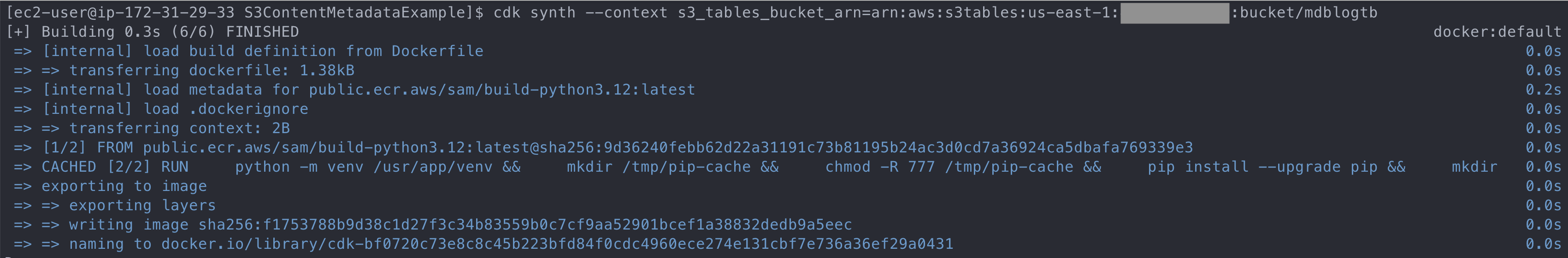 Figure 3- AWS CDK synth in progress