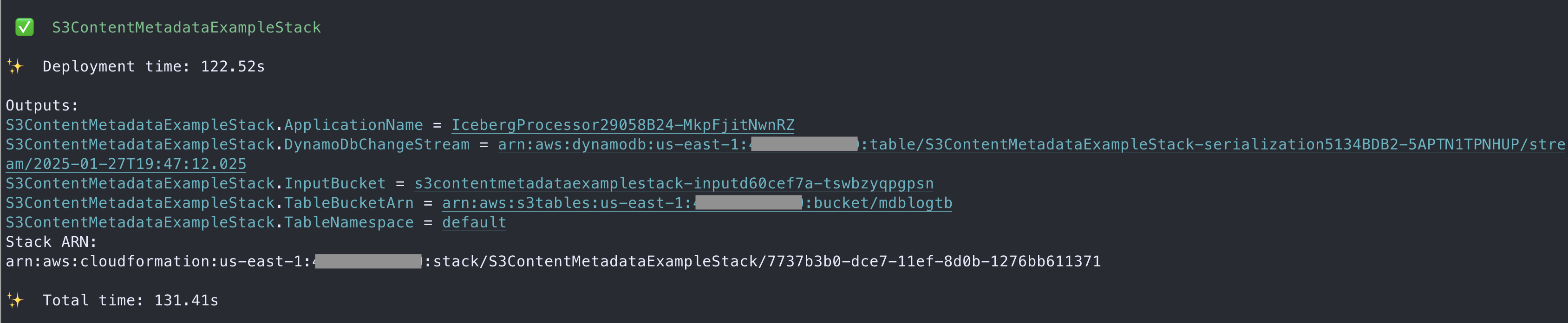 Figure 5- AWS CDK output