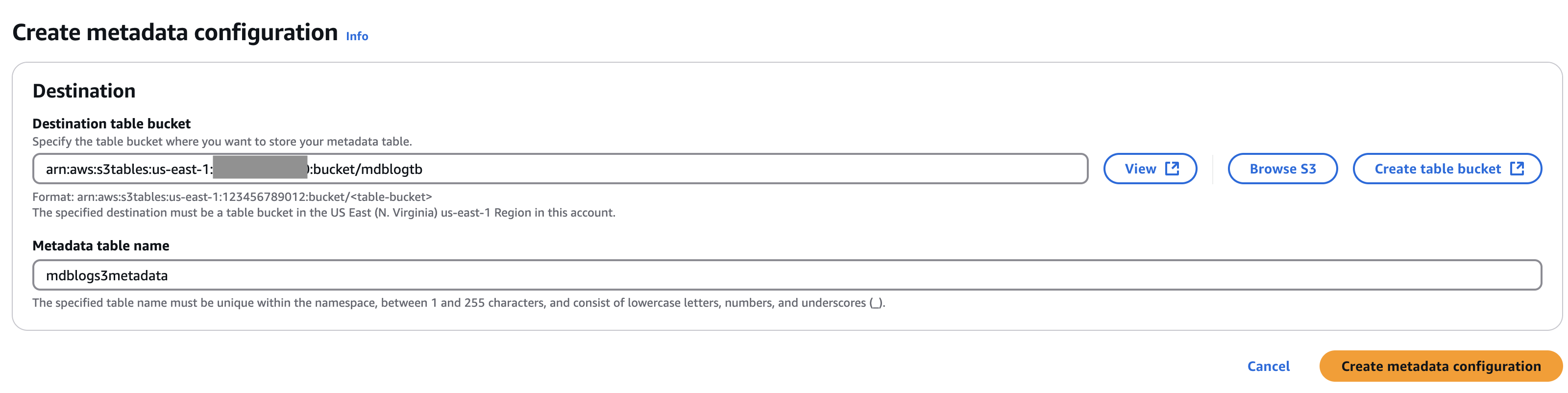 Figure 6- S3 Metadata configuration