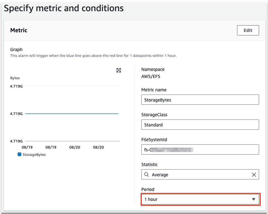 Figure 3: Configuring CloudWatch alarm