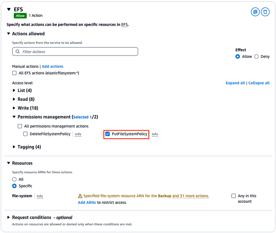 Figure 9: Setting the IAM policy