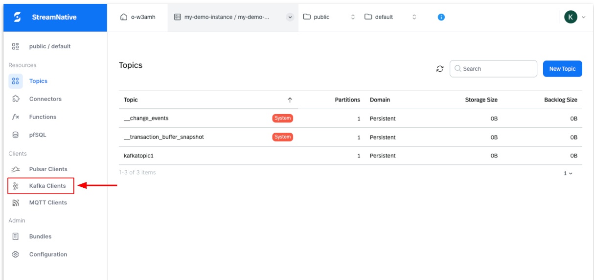 Figure 12_Image showcasing Kafka clients setup in StreamNative Cloud console