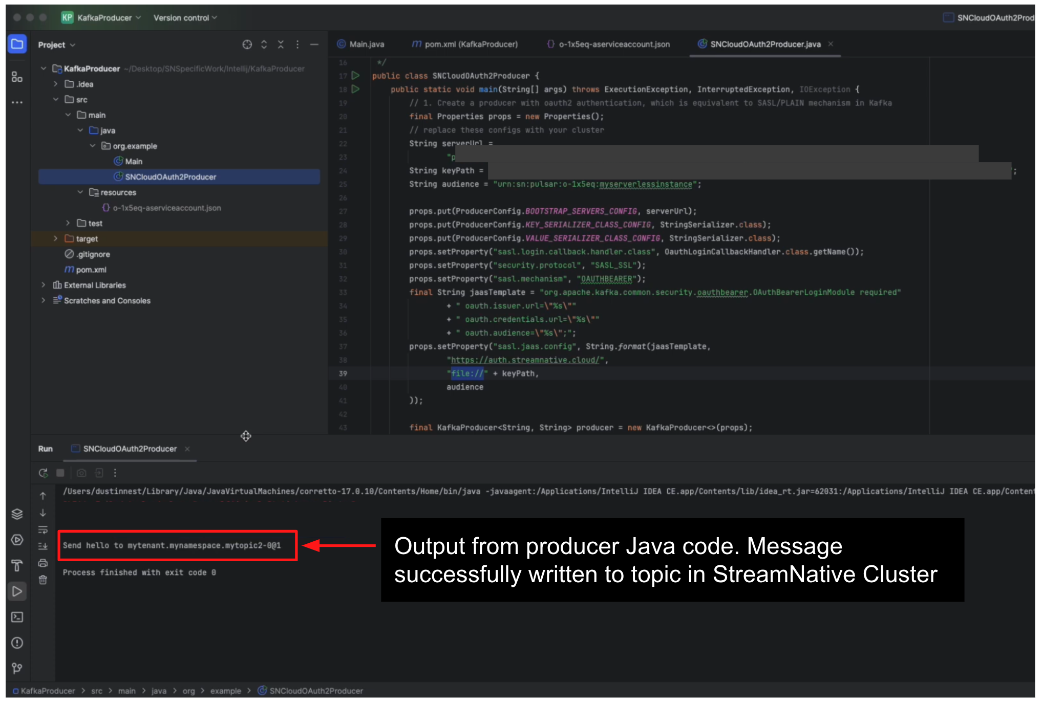 Figure 22_Image showcasing IDE running Java producer sample code