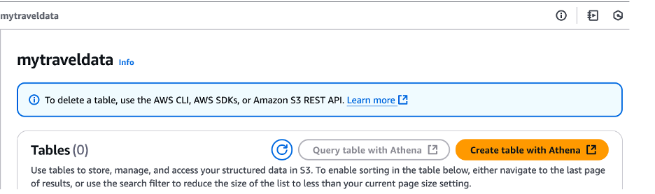 Figure 4_Create table with Athena within an S3 table bucket on S3 Management Console