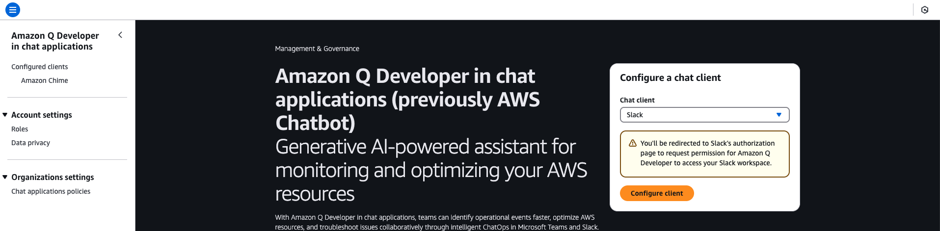 Amazon Q Developer console