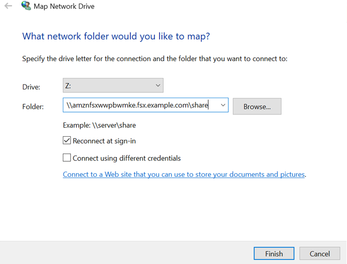 map to network folder