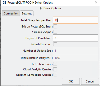 Figure 4: Stress Test Options – OLAP