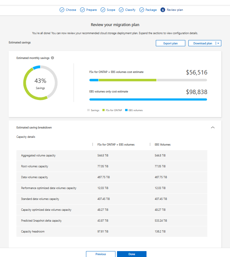 Migration plan advisor comparison