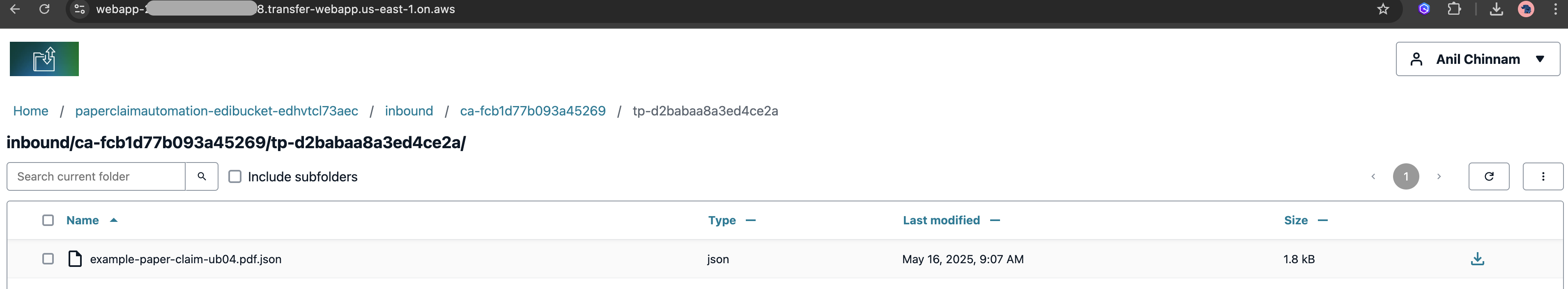 JSON document with fields extracted from the UB-04 form using BDA
